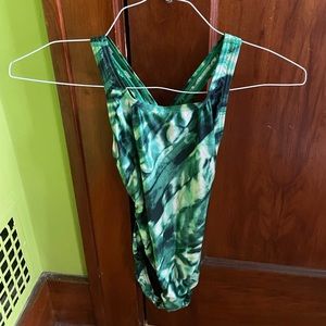 green one piece swimsuit